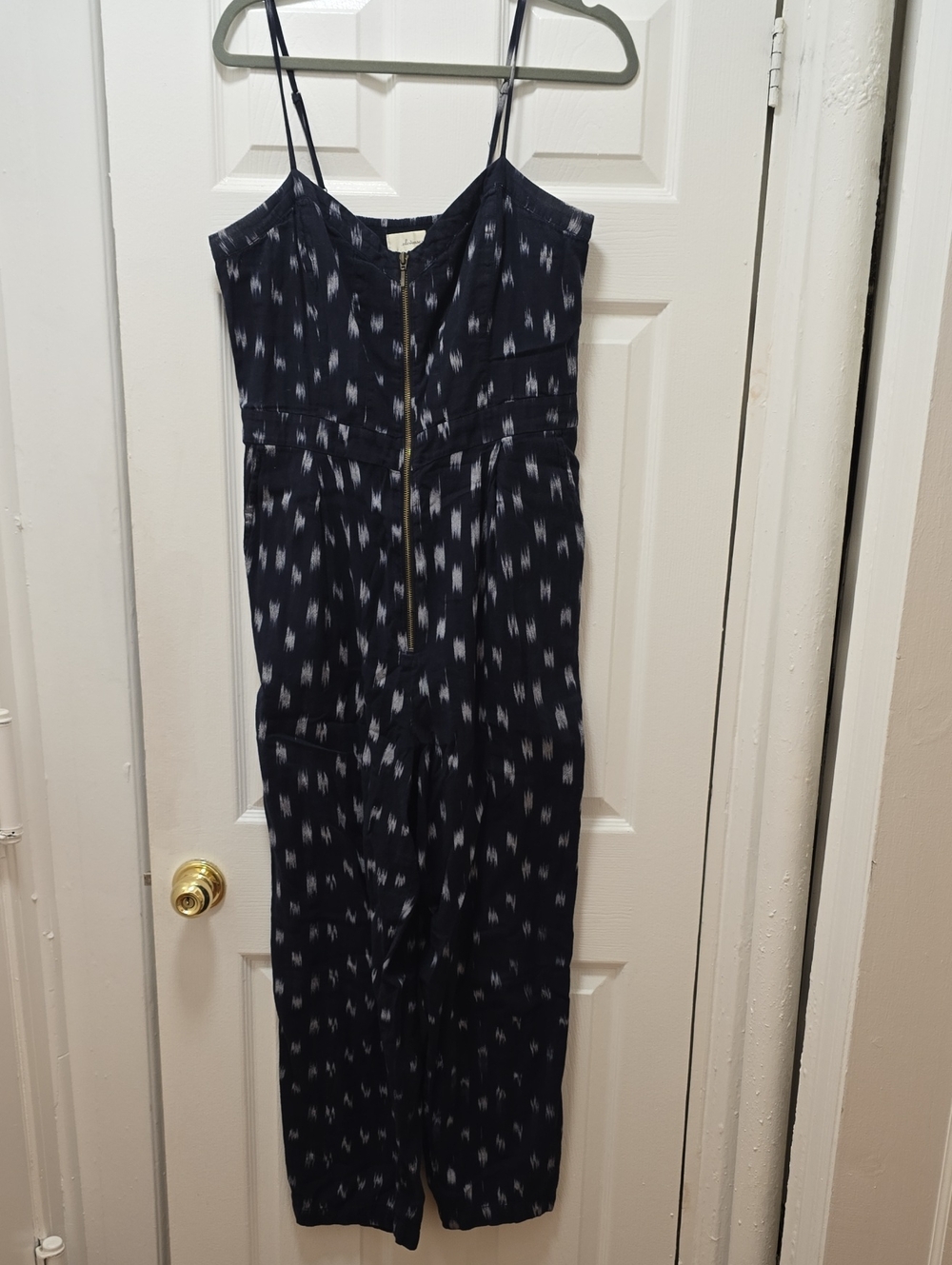 elevenses Navy and White Strapless-Style Printed Jumpsuit